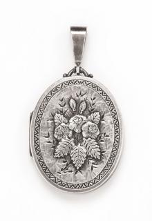 Appraisal: A Victorian Silver Locket Pendant British Circa of oval form