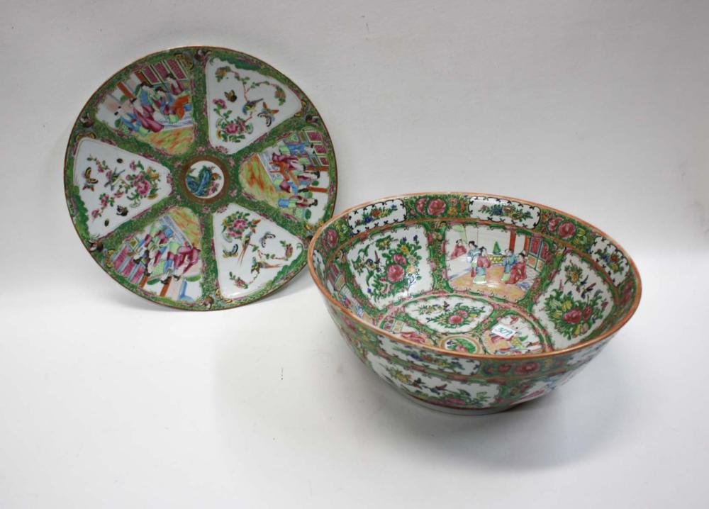 Appraisal: TWO CHINESE ROSE MEDALLION PORCELAIN SERVING PIECES each hand painted