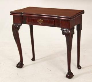 Appraisal: ENGLISH CHIPPENDALE MAHOGANY GAMES TABLE HAVING ONE SINGLE DRAWER FRIEZE