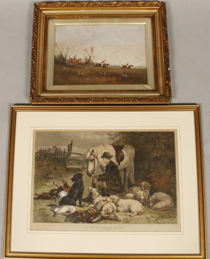 Appraisal: After Goddard G B dog boy and Clumber spaniels lithograph