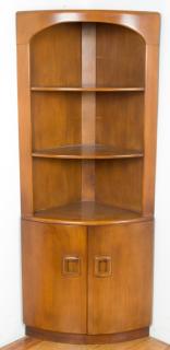 Appraisal: Heywood-Wakefield birch corner cabinet featuring open shelf unit of two