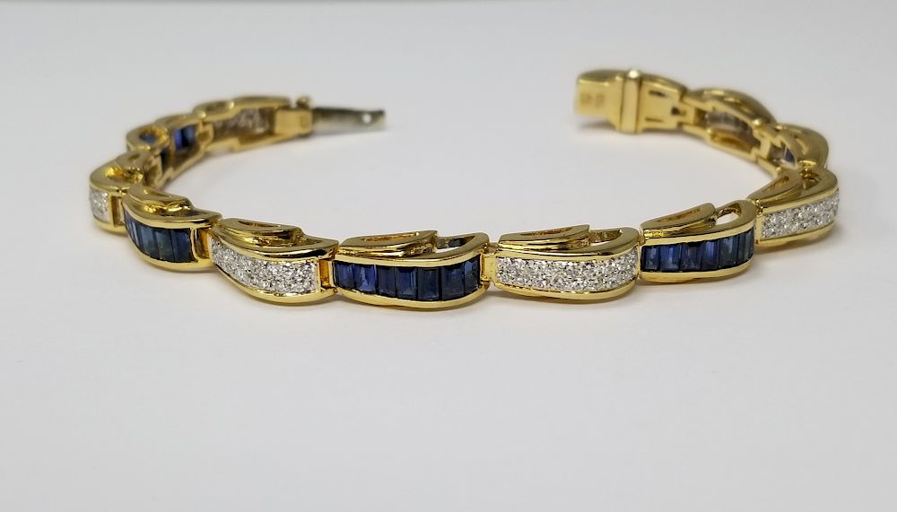 Appraisal: K Gold Sapphire Diamond Bracelet K Gold Sapphire Diamond Bracelet