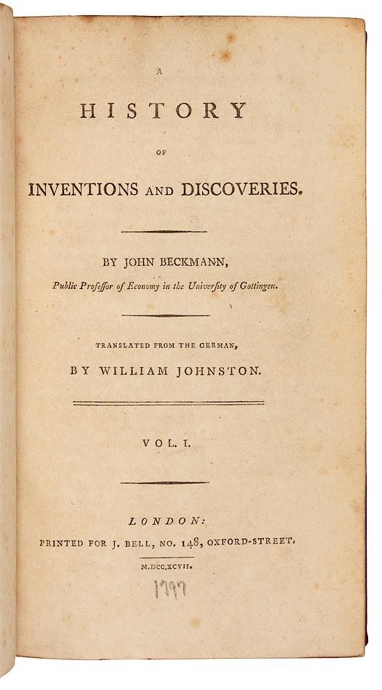 Appraisal: BECKMANN Johann A History of Inventions and Discoveries London for