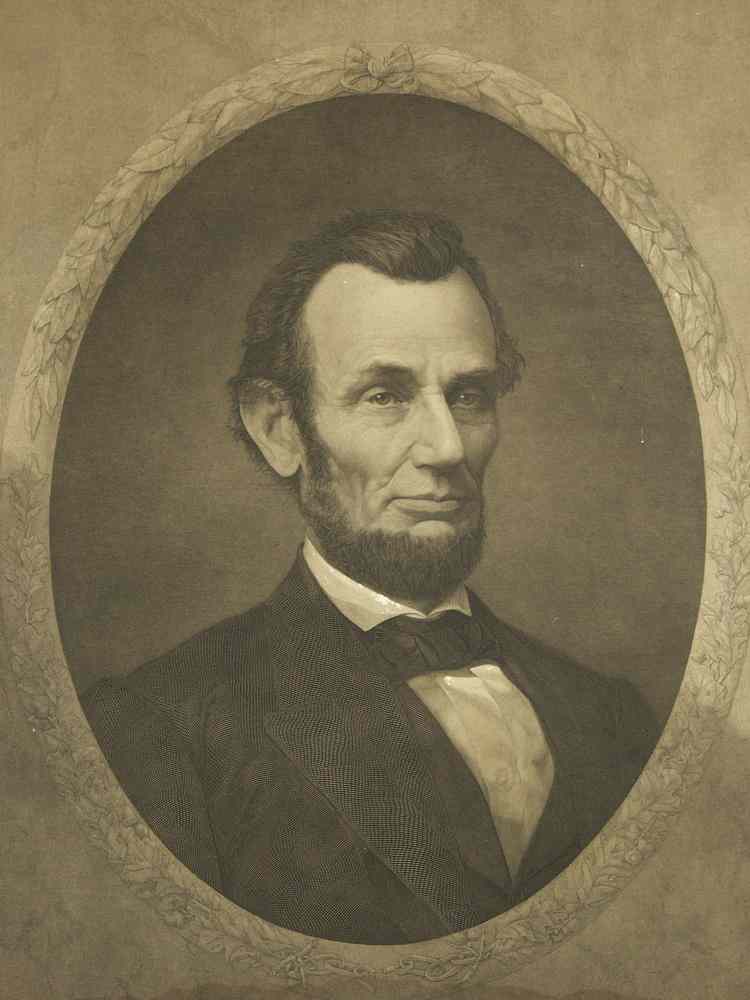 Appraisal: ENGRAVING - Monumental memorial bust portrait of Lincoln by Gugler