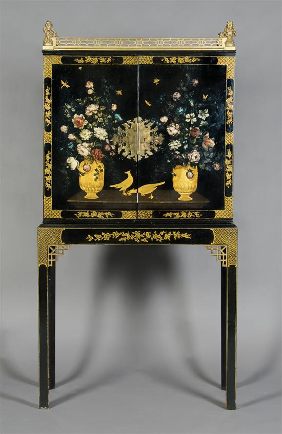 Appraisal: A Chinese Lacquered and Parcel Gilt Chest on Stand Height