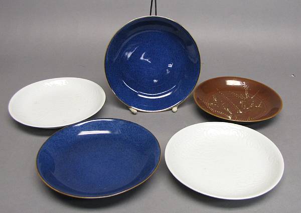 Appraisal: A group of monochrome glazed dishes Late Ming to Kangxi