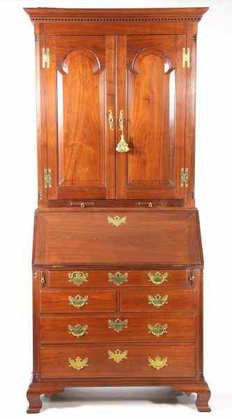 Appraisal: Pug Moore Chippendale Style Secretary Bookcasemahogany with pine secondary bold