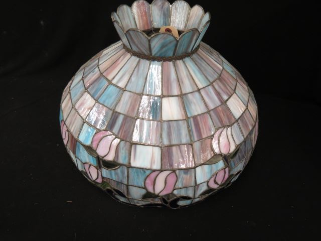 Appraisal: Slag Glass Hanging Shade multi-color glass with floral design and