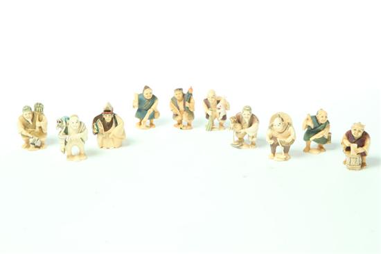 Appraisal: TEN IVORY NETSUKES Japan st half- th century Similar figures