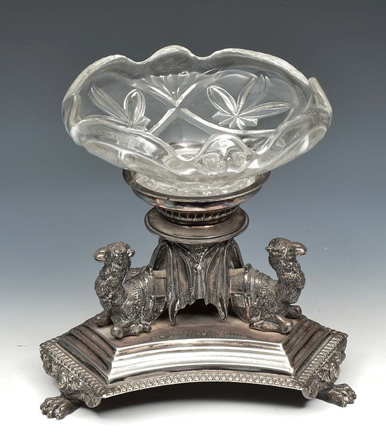 Appraisal: A SILVER PLATED CENTREPIECE by Walker Hall of triform form