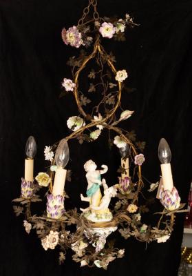 Appraisal: An early th Century gilt metal and Meissen porcelain mounted