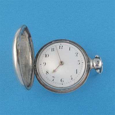 Appraisal: A George III silver hunting cased pocket watch white enamel