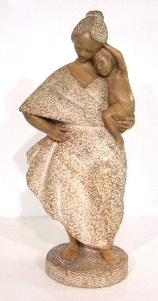 Appraisal: Luis Antonio Sanguino Spanish b marble statue depicting mother in