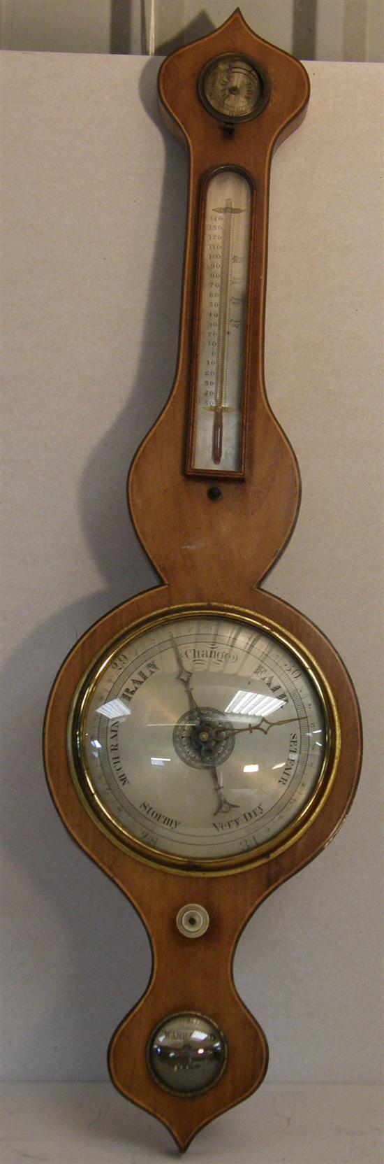 Appraisal: th century mahogany barometer in banjo shaped case with ebony