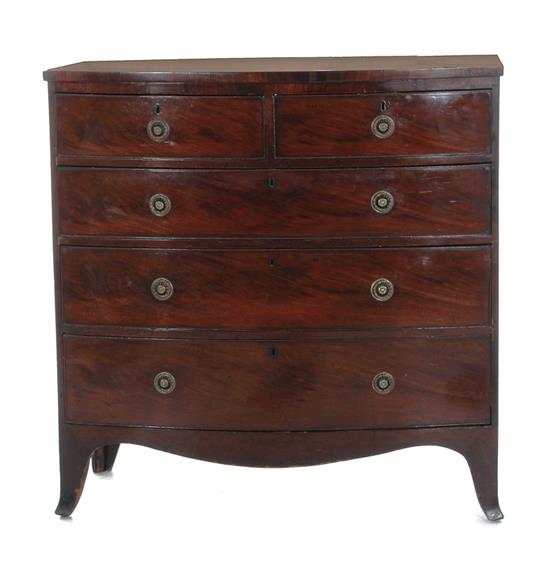 Appraisal: Georgian style mahogany bowfront chest of drawers mid th century