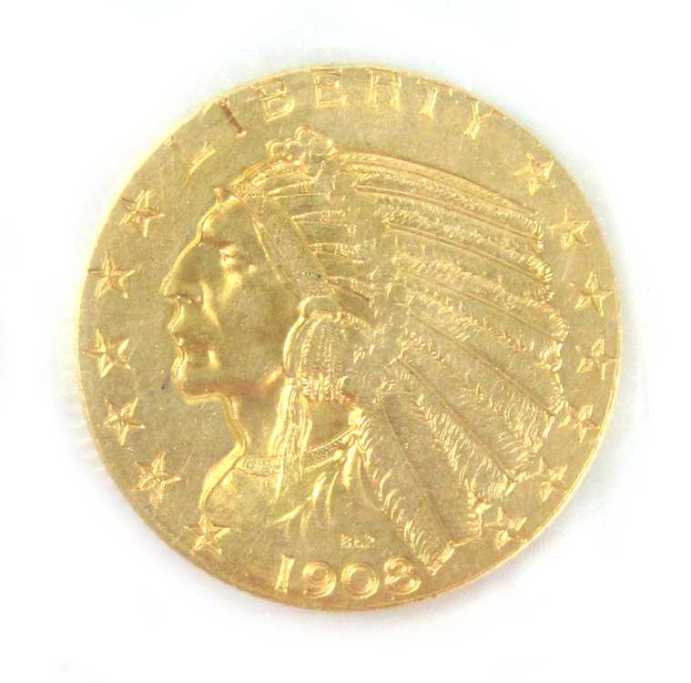 Appraisal: U S FIVE DOLLAR HALF EAGLE GOLD COIN Indian head