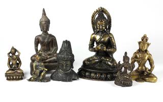 Appraisal: Seven Asian Metal Buddhist Sculptures lot of Group of Asian