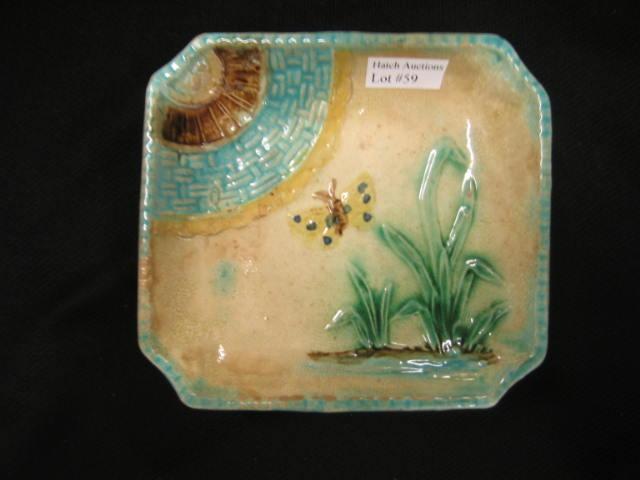 Appraisal: Majolica Art Pottery Dish butterfly decor