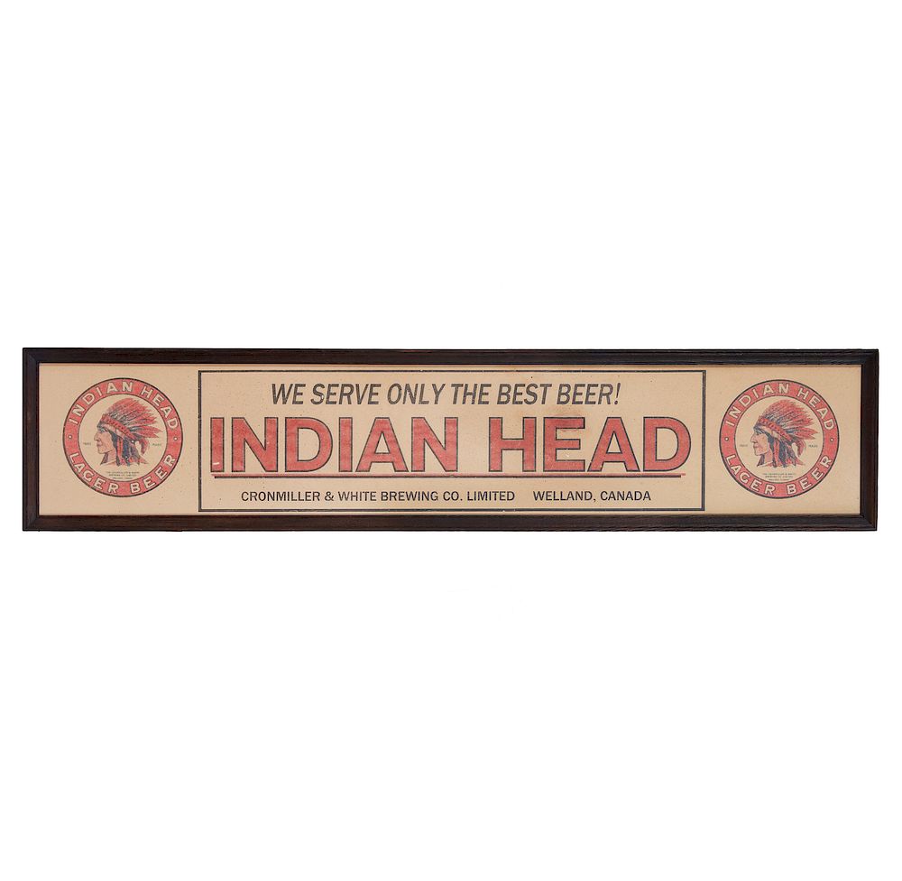 Appraisal: Indian Head Beer Advertising Banner Framed Indian Head Beer advertisement