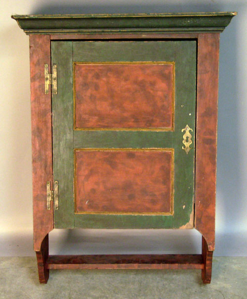 Appraisal: Painted pine hanging cupboard h w