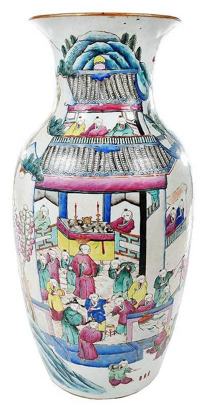 Appraisal: Chinese Porcelain Enamel Decorated Vase of baluster form brightly decorated