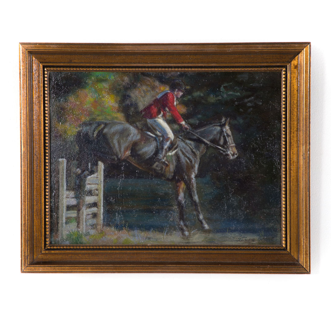 Appraisal: Stere Grant Jumping Horse oil on board Romanian American th