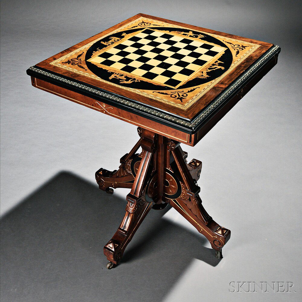 Appraisal: American Renaissance Revival Walnut Games Table last quarter th century