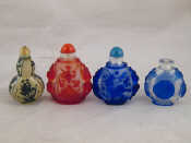 Appraisal: Four Chinese snuff bottles being one blue and white ceramic