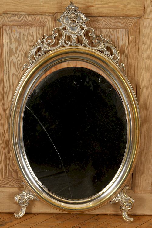 Appraisal: LATE TH C NAPOLEON III SILVER PLATED MIRROR A late