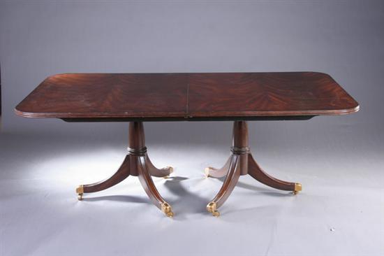 Appraisal: AMERICAN FEDERAL STYLE MAHOGANY DOUBLE-PEDESTAL DINING TABLE th century with