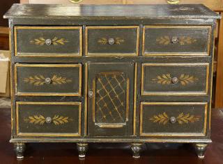 Appraisal: English ebonized and parcel-gilt decorated miniature chest th century having