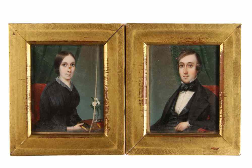 Appraisal: PAIR MINIATURE PORTRAITS - American Federal Period Pair of Oil