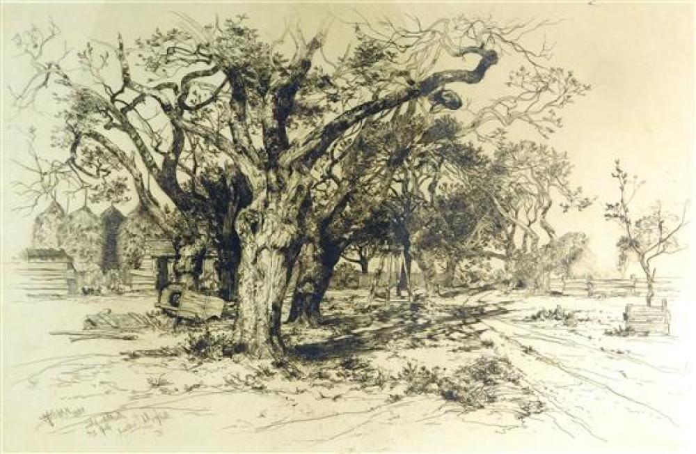 Appraisal: Thomas Moran United States - Mulford's Orchard Easthampton Etching Ref