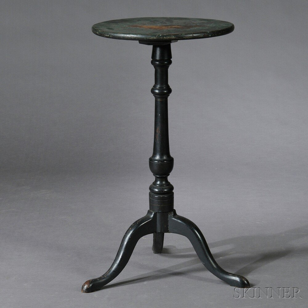 Appraisal: Painted Candlestand New England late th century the circular top