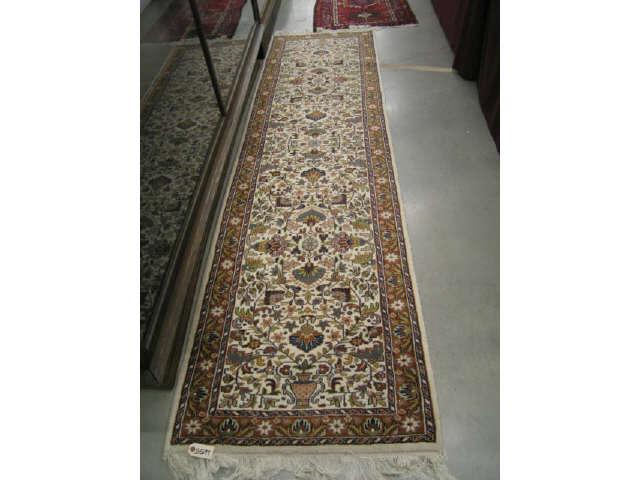 Appraisal: Tabriz Persian Handmade Runner elaborate floral ivory field ' x