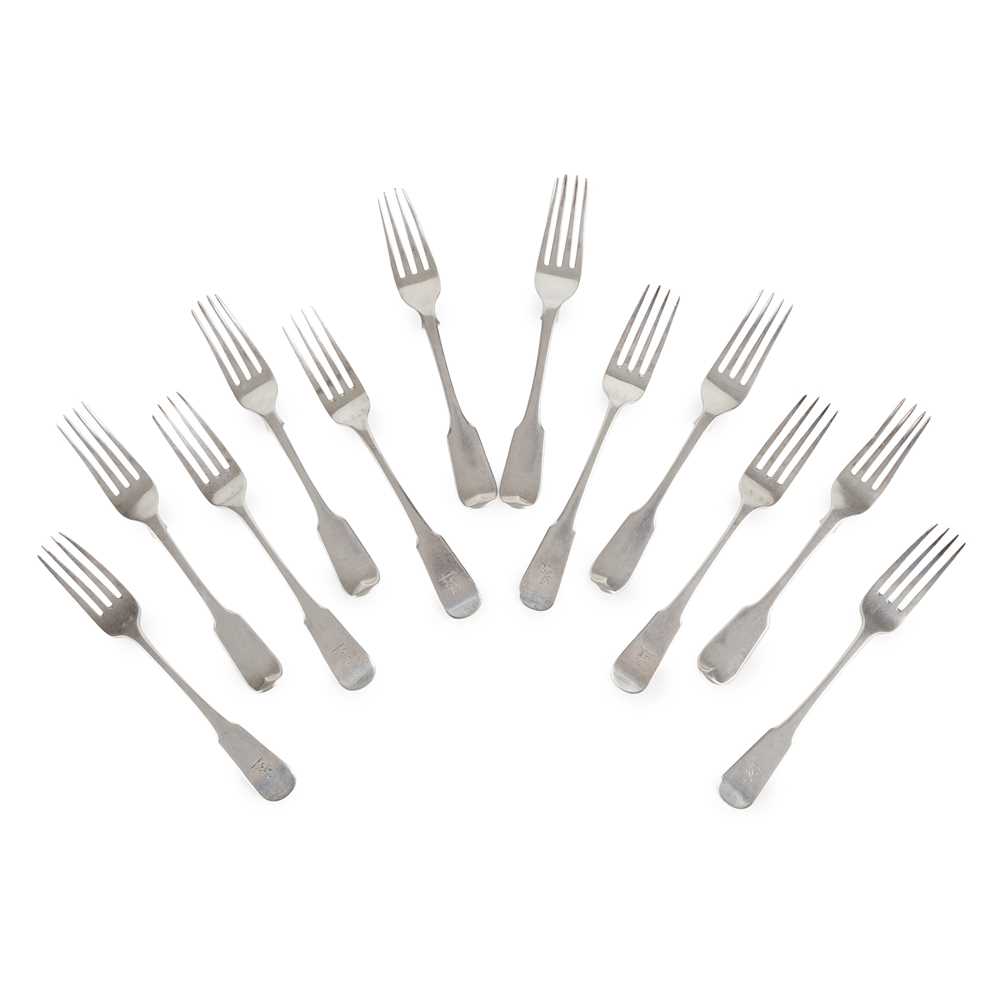 Appraisal: A SET OF FOURTEEN MATCHED GEORGE III TABLE FORKS J