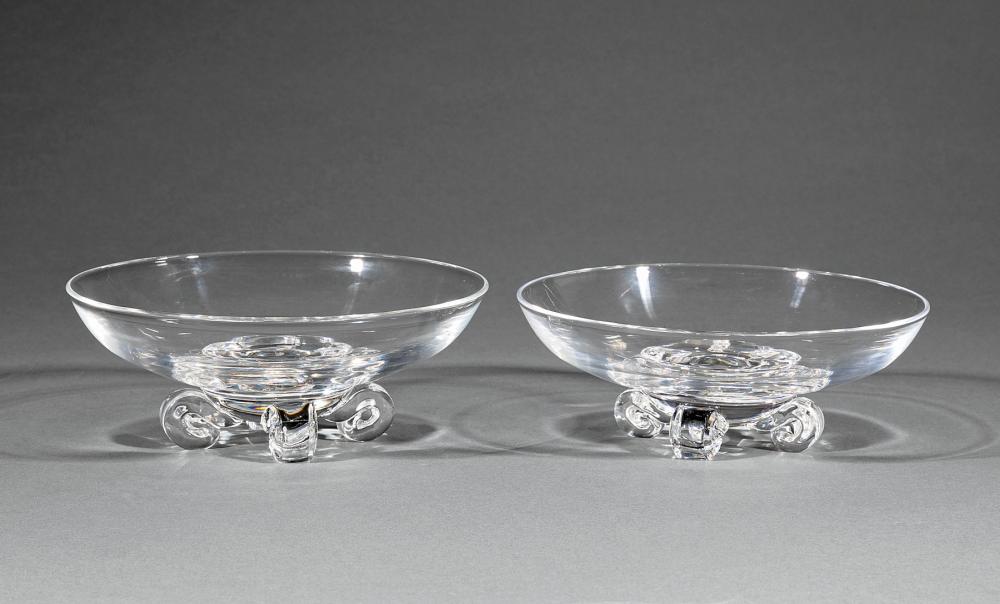 Appraisal: Pair of Vintage Steuben Glass Low Footed Bowls etched marks