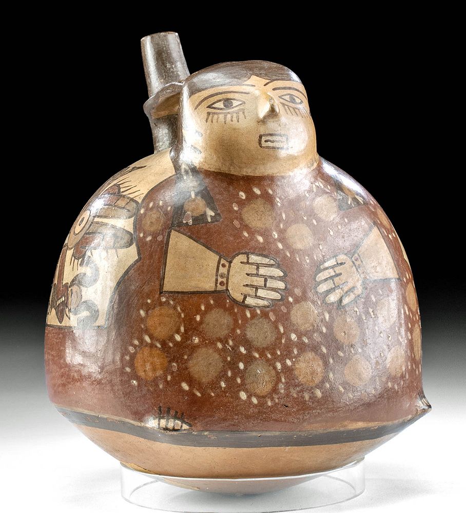 Appraisal: Nazca Polychrome Vessel w Pregnant Woman Heads Pre-Columbian Peru Nazca