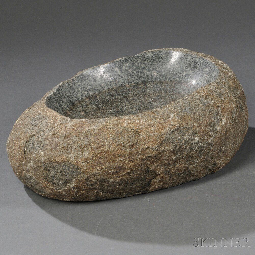 Appraisal: Water Basin New England granite modern glacial stone hollowed and