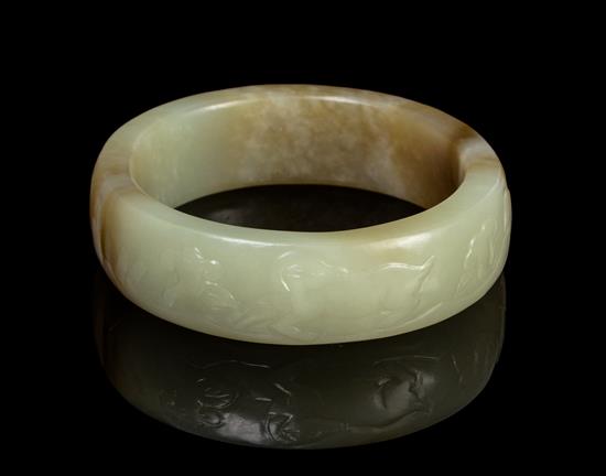 Appraisal: Sale Lot A Chinese White Jade Bangle late ming early