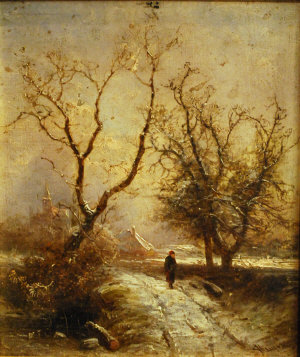 Appraisal: Huyer - A winter scene oil on board indistinctly signed