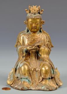 Appraisal: Chinese Gilt Bronze Buddha Chinese Ming style gilt bronze Buddha