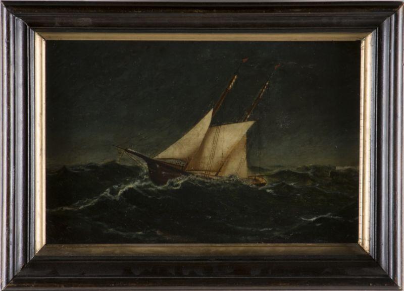 Appraisal: J Hahn Am th c Schooner in Heavy Seas oil