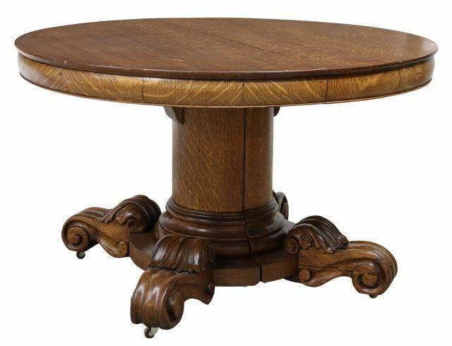 Appraisal: American oak extension dining table Walter's of Wabash extension hardware