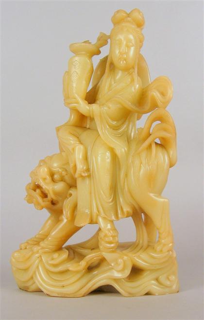 Appraisal: Large Chinese soapstone grouping th century Of tall figural form