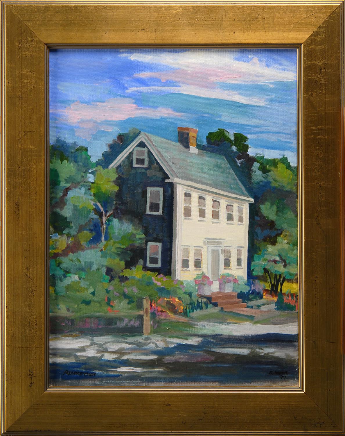 Appraisal: FRAMED PAINTING UNTRACED ARTIST Provincetown Depicting a white house Signed