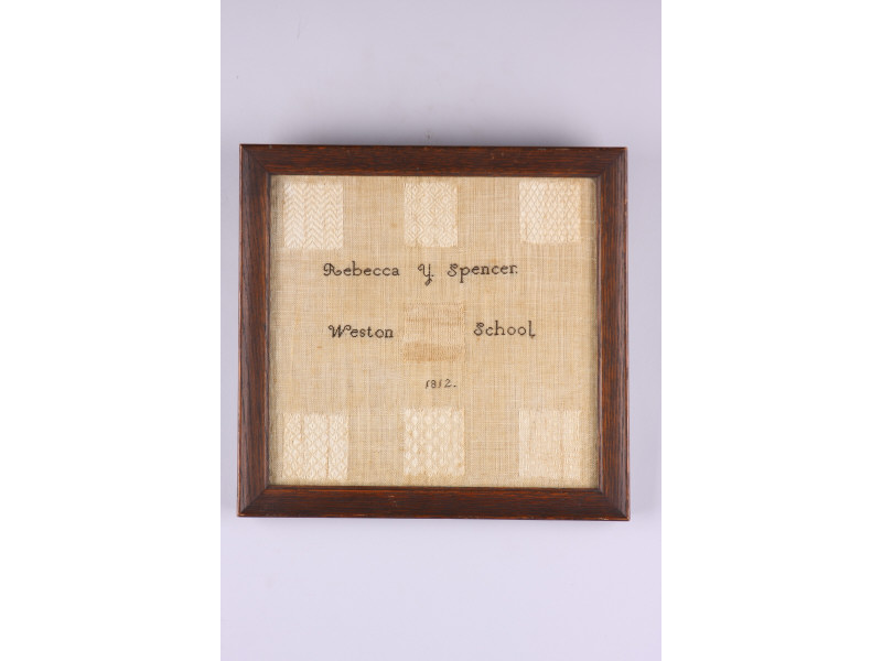 Appraisal: Westtown Weston School Darning Sampler worked in black cotton Rebecca