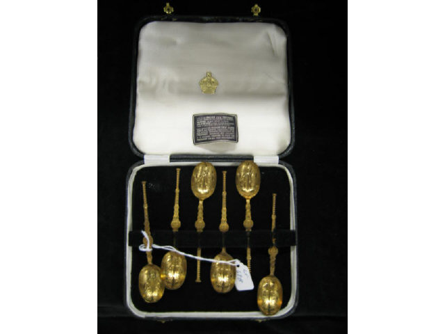 Appraisal: Set of English Gilt Spoons original box