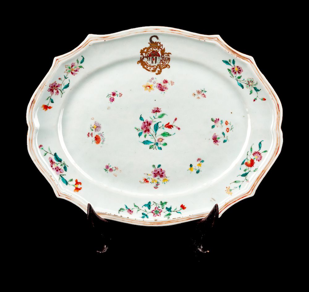 Appraisal: A Chinese Export Porcelain Armorial Oval Platter A Chinese Export