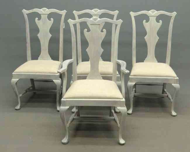 Appraisal: Set of four decorative Queen Anne style chairs '' Seat